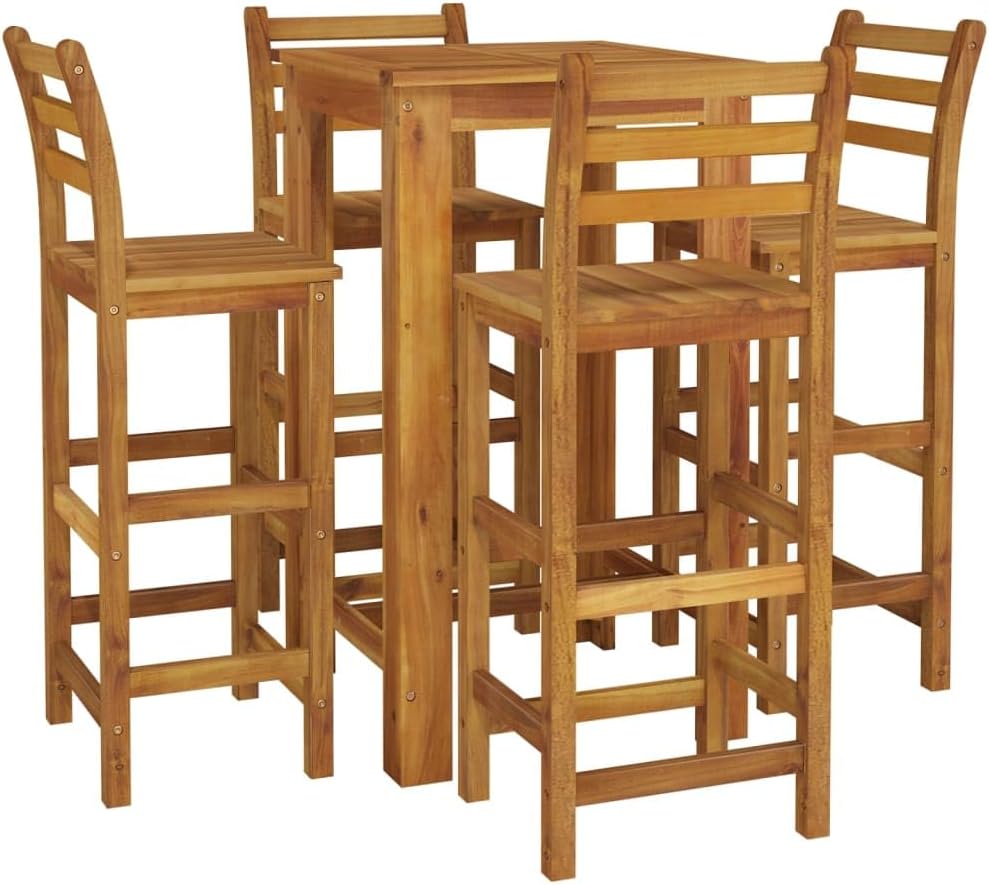 Furniture Sets 5 Piece Patio Bar Set Solid Wood Acacia Outdoor Furniture