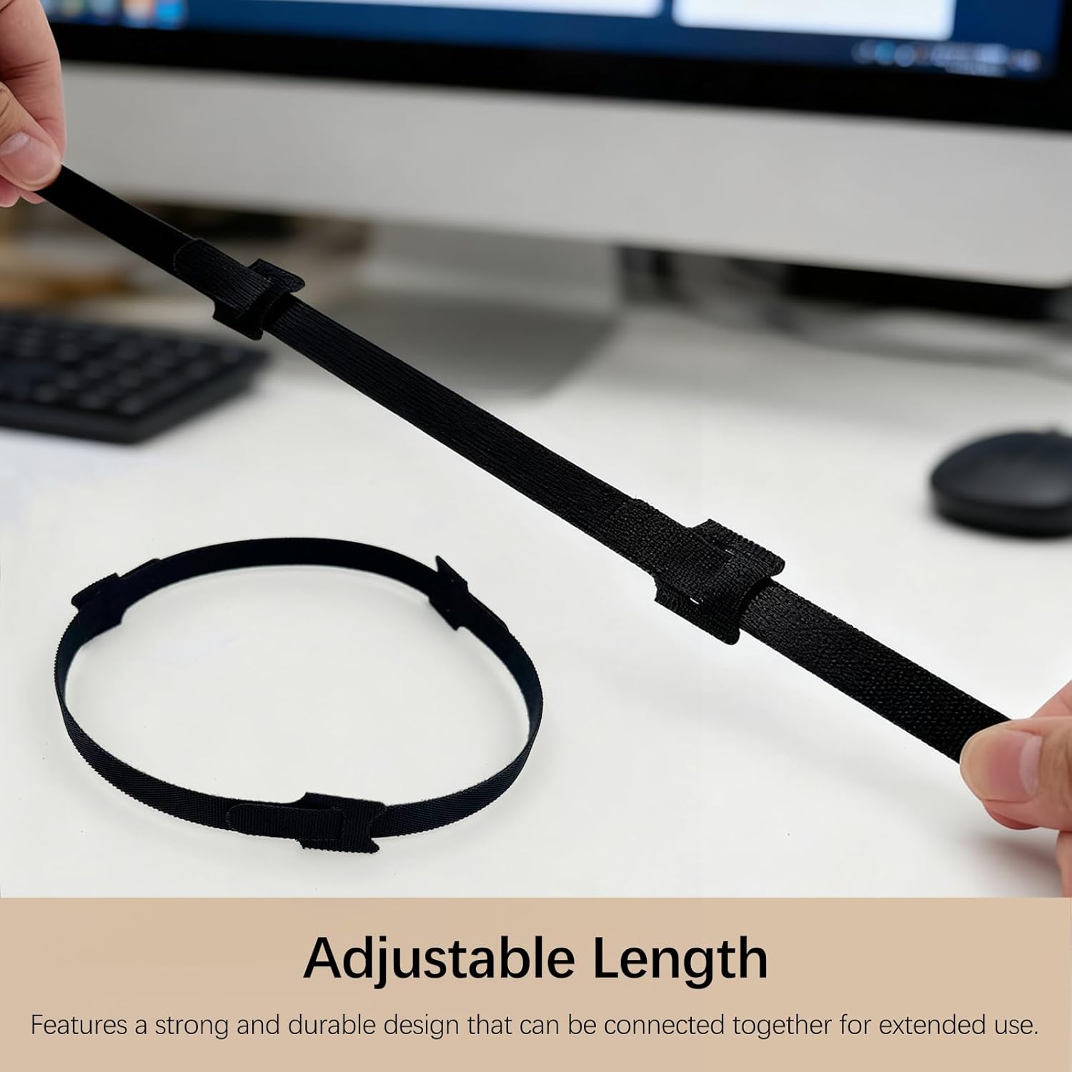 60-Pack Reusable Nylon Cable Ties – Adjustable Hook and Loop Cord Organizer Straps for Home, Office, and Outdoor Use