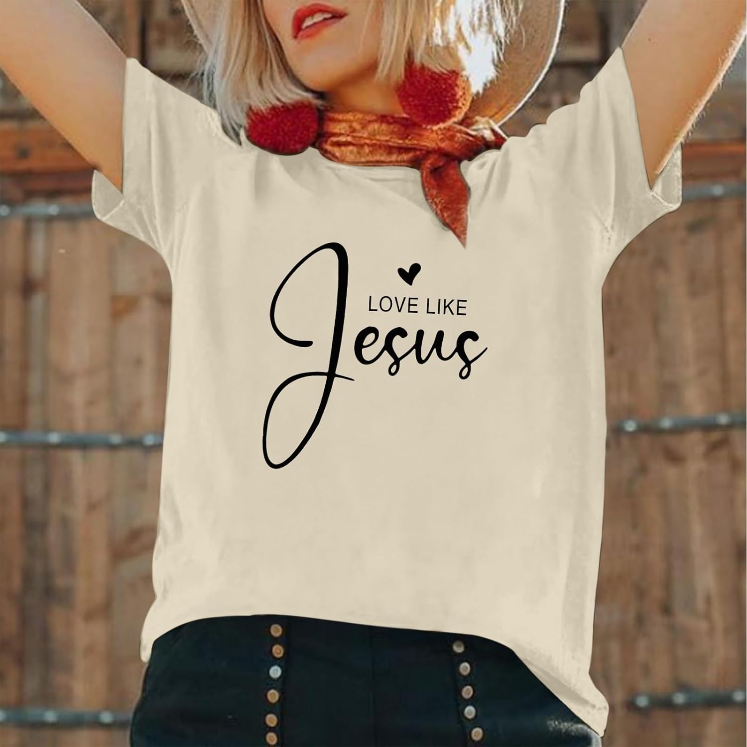 Love Like Jesus Christian Shirts for Women Bible Verse Faith Religious Tshirts Dear Person Behind Me Graphic Tees - Image 3