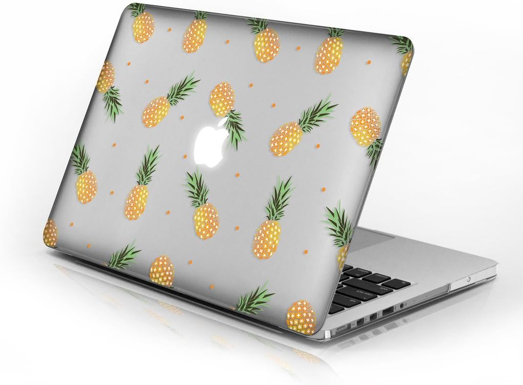 Rubberized Hard Case for 15 Inch Macbook Pro with Retina Display model number A1398, Pineapples design with clear bottom case, Come with Keyboard Cover
