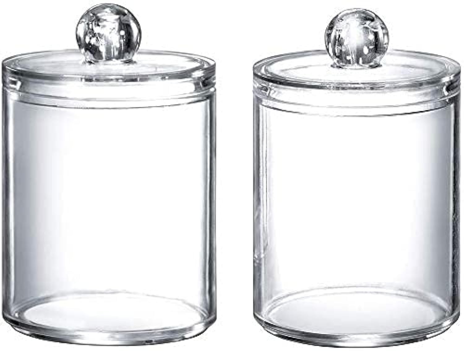 THE WHITE SHOP Apothecary Jars Bathroom - Holder Storage Canister Clear Plastic Acrylic Jar for Cotton Swab, Q-Tips
