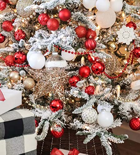 24 Pcs Christmas Balls Ornaments Red 1.57" Shatterproof Christmas Tree Balls Xmas Decorations For Christmas Wreath Holiday Wedding Party Decoration, Tree Ornaments Hooks Included #TOP5