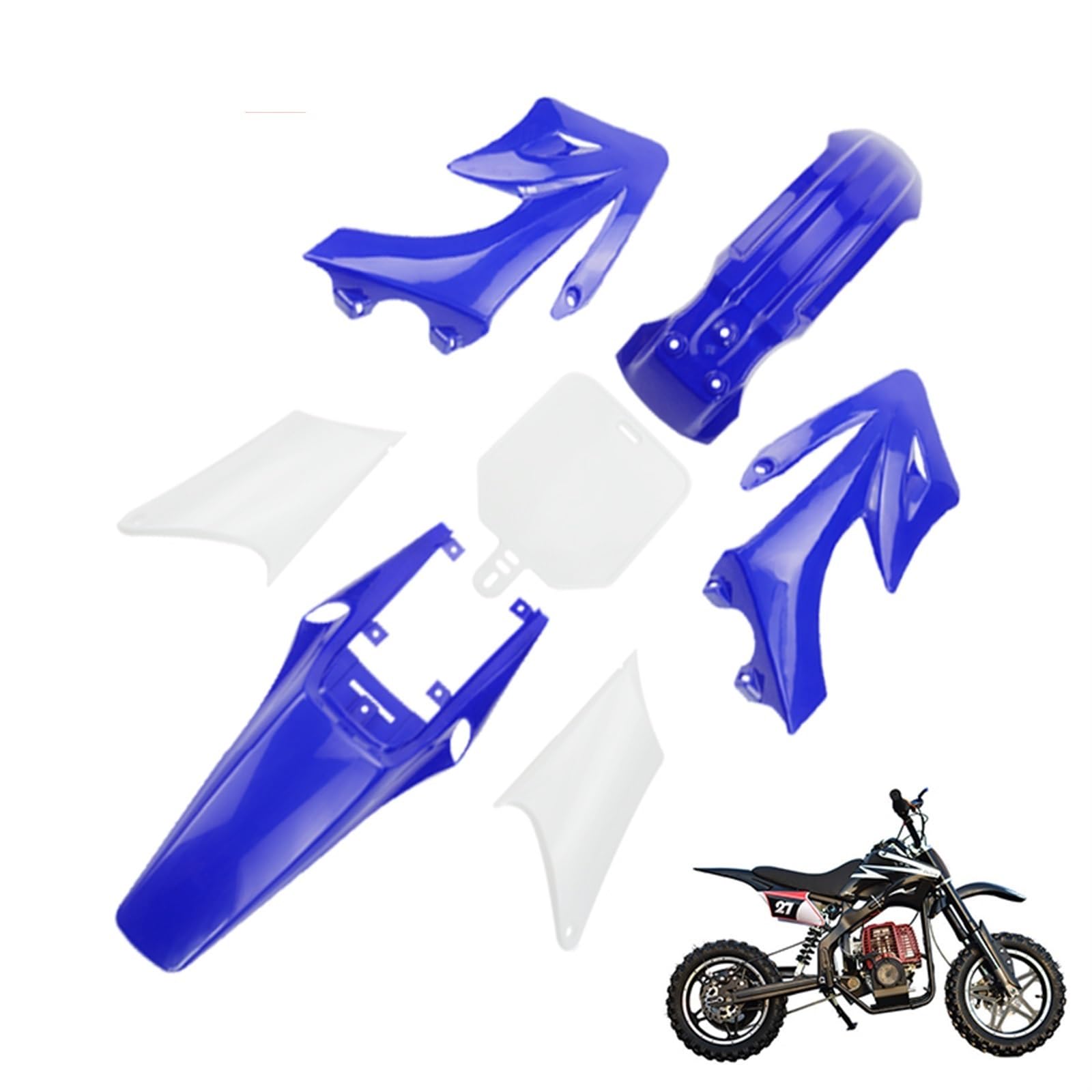 Kit corpo carena in plastica for moto fuoristrada Set parafango for fango for bici da cross, for Apollo, accessori Orion 110CC 125CC 150CC Kit parafanghi moto(Blue)