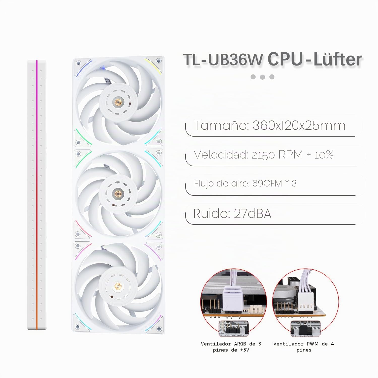 TR-Thermalright Wonder Vision 360 UB ARGB White Enfriador de procesador líquido, pantalla curva 3D de 6,67 pulgadas con resolución 2400x1080 - magnética, 360mm Aio, para AM4/AM5, LGA1851/1700/115X