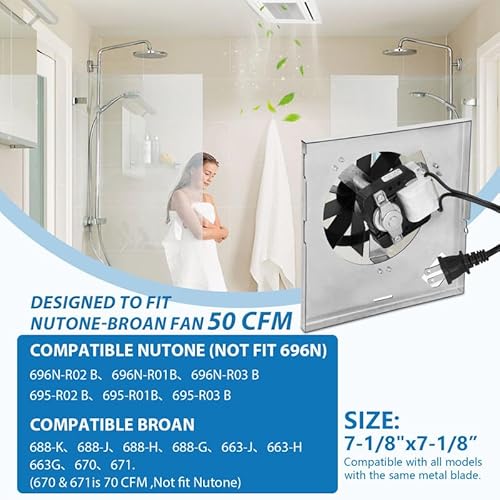 image for Knocokie 696N-R02 B Unit 50CFM Fan Compatible with Broan 688-K 688-J 6