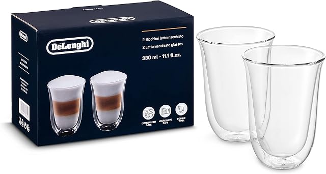 Delonghi 5513214611 Latte Macchiato Thermo Glasses - Pack of 2
