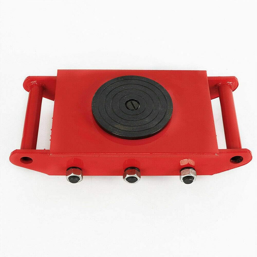Best Deal Machinery Mover Dolly Skate Roller Industrial Machine with Steel Rollers Cap 360 Degree Rotation (8T 17600LB, Red)