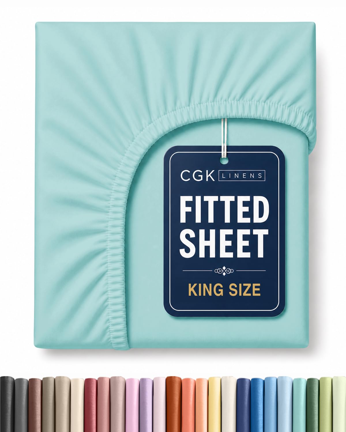 King Fitted Sheet - Single Fitted Sheet Only - Deep Pockets - Spa Blue