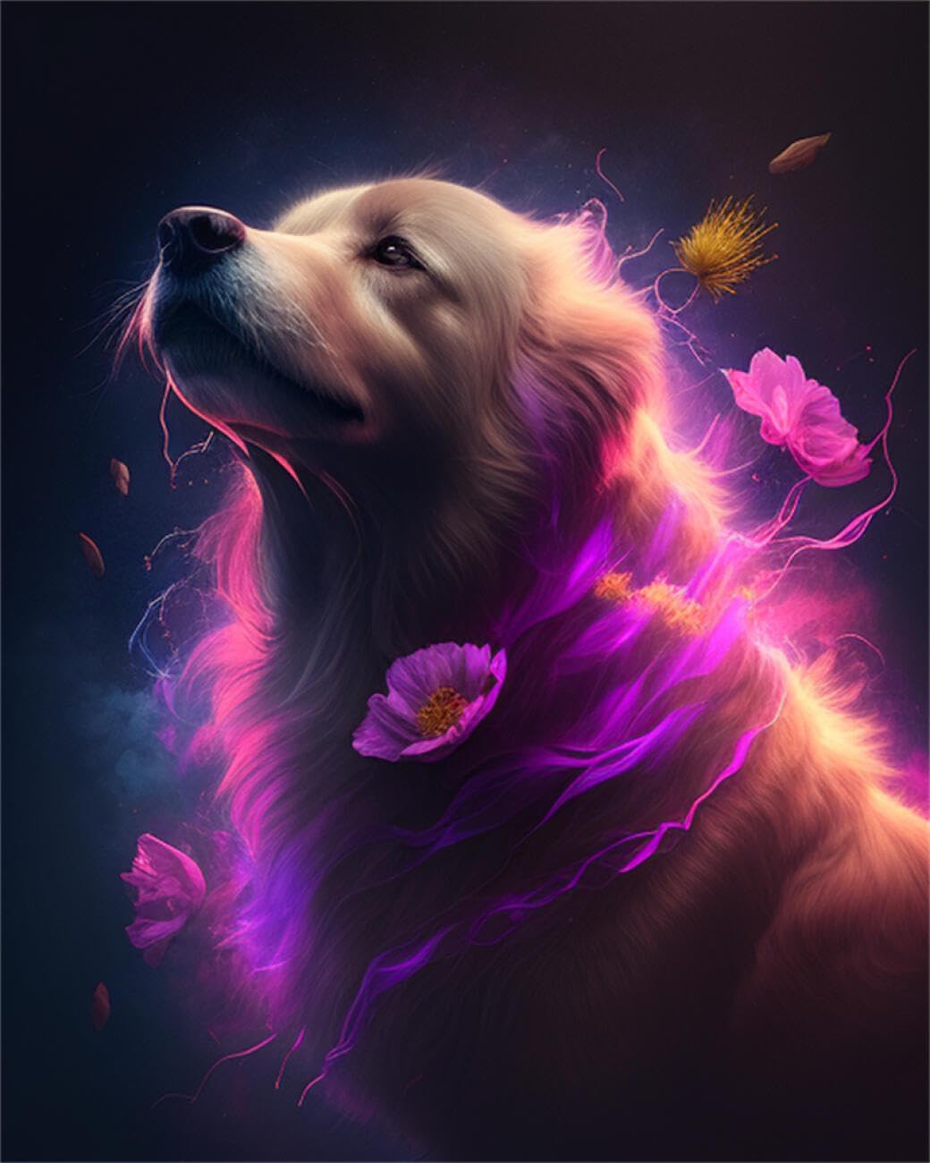 Ayaoyanggo Color Animal Diy Embroidery Beads Set Fantasy Dog Bead Embroidery Kit For Adults Needlepoint Tapestry Set Beaded Stitching 50X60cm