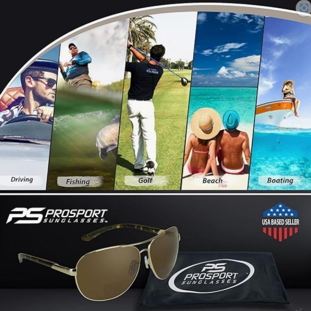 proSPORT Aviator Polarized Bifocal Sunglass Readers Men Women Deep Sea Fishing Spring Hinge Med - XL Heads