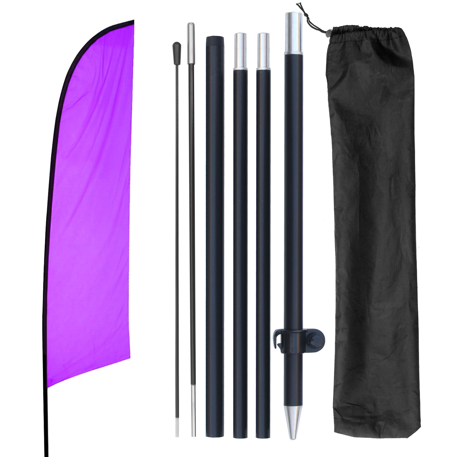 Yeload 7FT Feather Flag Kit with Pole - Portable Aluminum Swooper Flag for Outdoor Advertising (Purple)