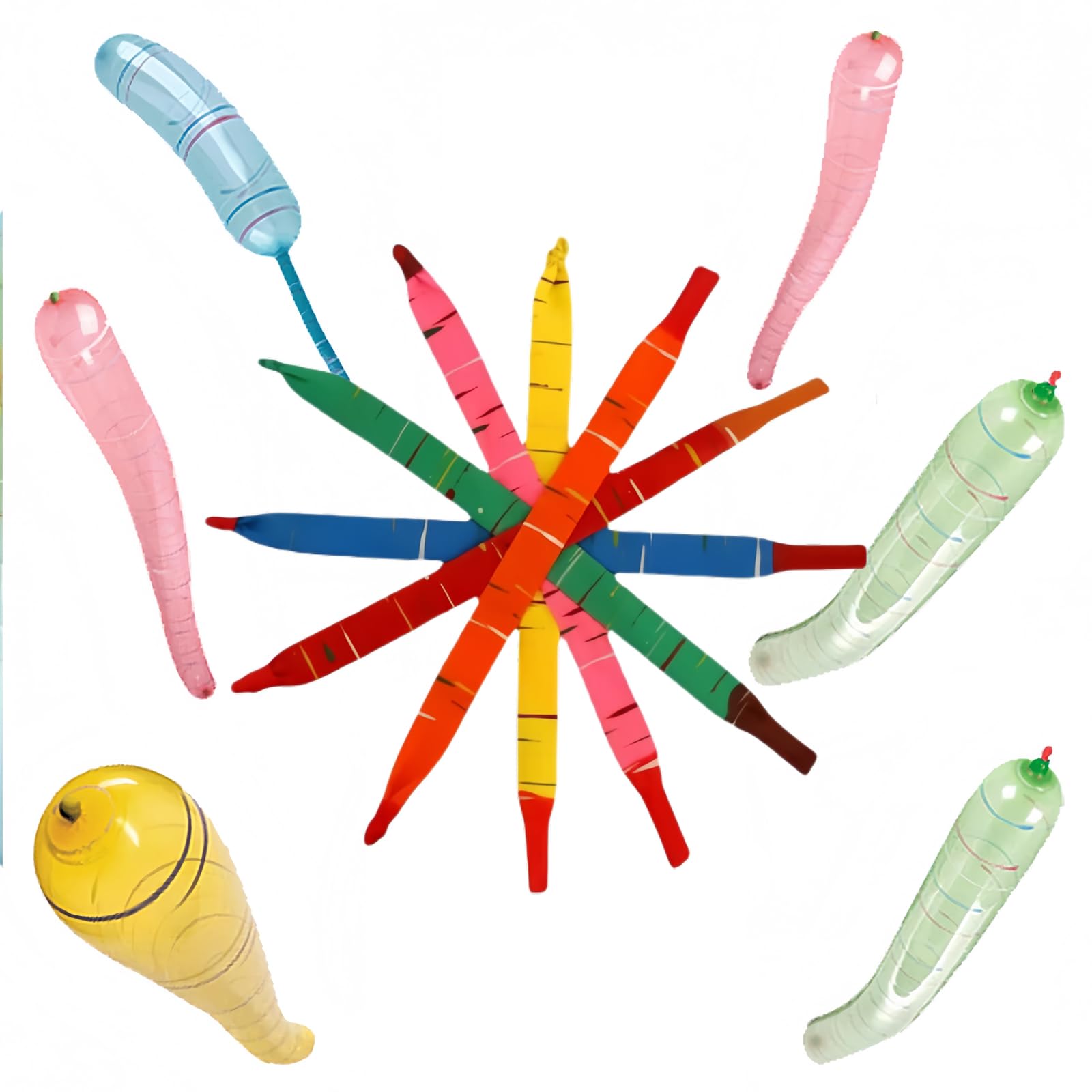 20 pcs Rocket Balloons Long Balloons Flying Whistle Holiday Party Decoration Screaming Multicolored for Parties Birthday Festival Party Picnics Beach Days Without Pump