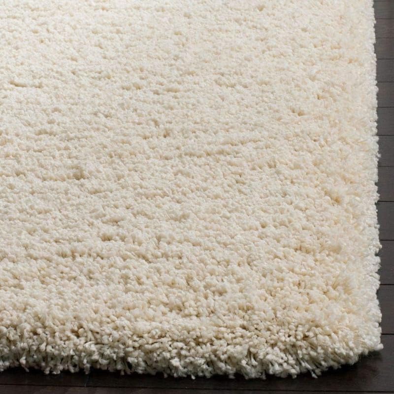 Image of FIASCO Polyester Shaggy Bedside Runner, Soft Indoor Modern Shaggy, Soft Rugs for- Living Room, Dinning Room, Office, Bedroom & Hallway Carpet Rugs Size 3X6 Ivory