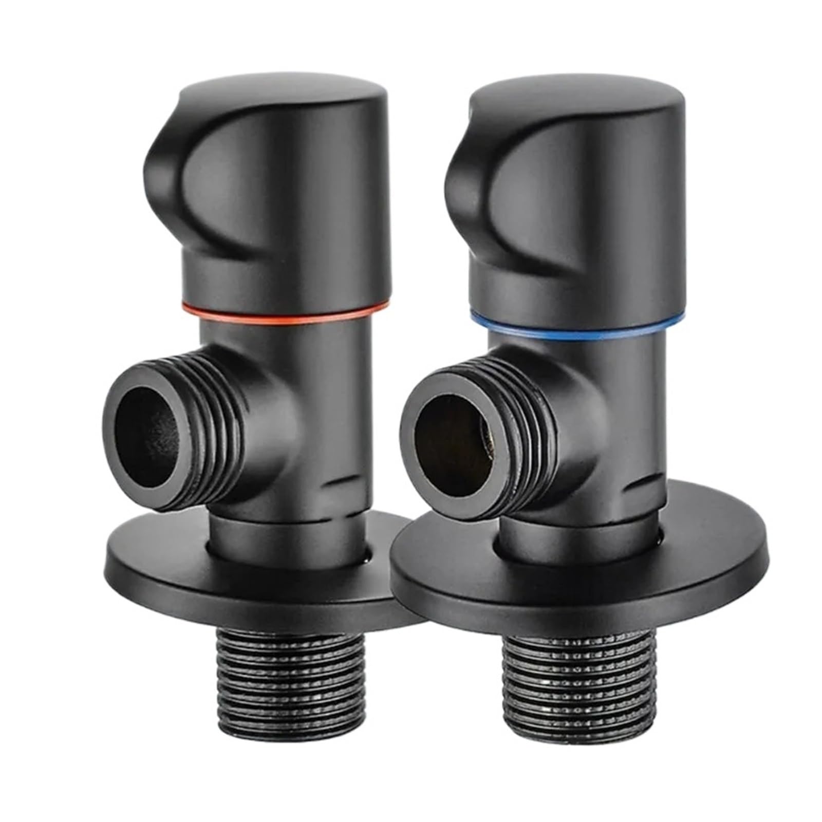 Bvhisehp Black Valve Matte Black Brass Stop Valve 2 Pack G1/2 Water Control Angle Valve For Bathroom Kitchen Daily Use(Black Valve)