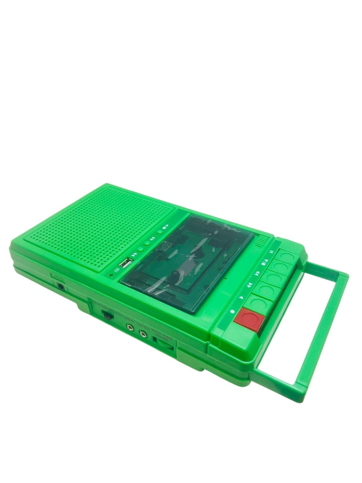 Class Portable Cassette Tape Recorder Mic Bluetooth AUX USB Player - Green P5