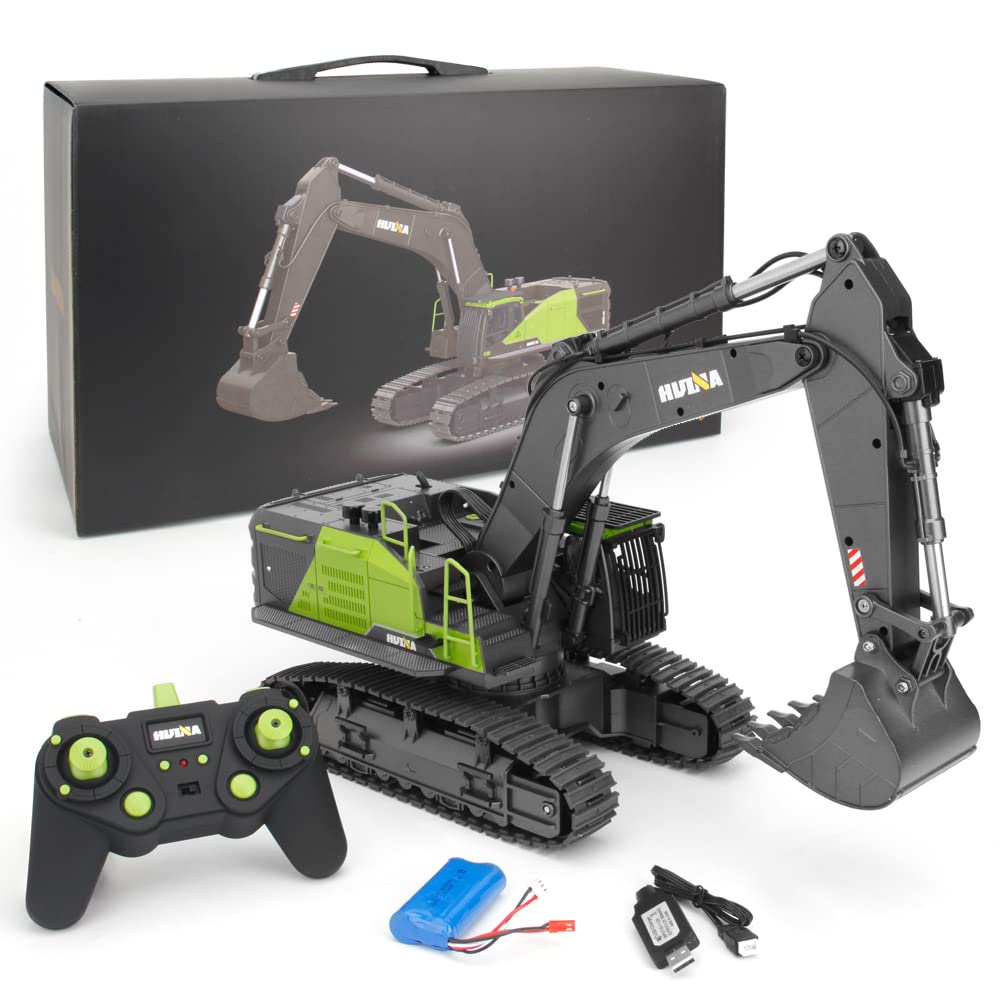 1:14 Excavadora Juguete Grande, 22 Canales Escavadoras Juguetes con todas las funciones, Excavadora Teledirigido RC +2 Baterías+3 Accesorios, Juguetes RC Pala, Gruas de Juguetes Niño 4 6 8 10 14+ Años