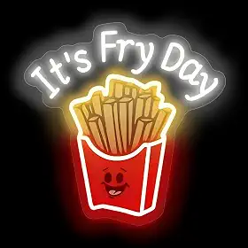 mllusxg Luz Neon Para Batata Frita, Placa De Dia Fast Food, Decoração Parede Restaurante, Loja, Cozinha, Presente Exclusivo Quem Ama Frita