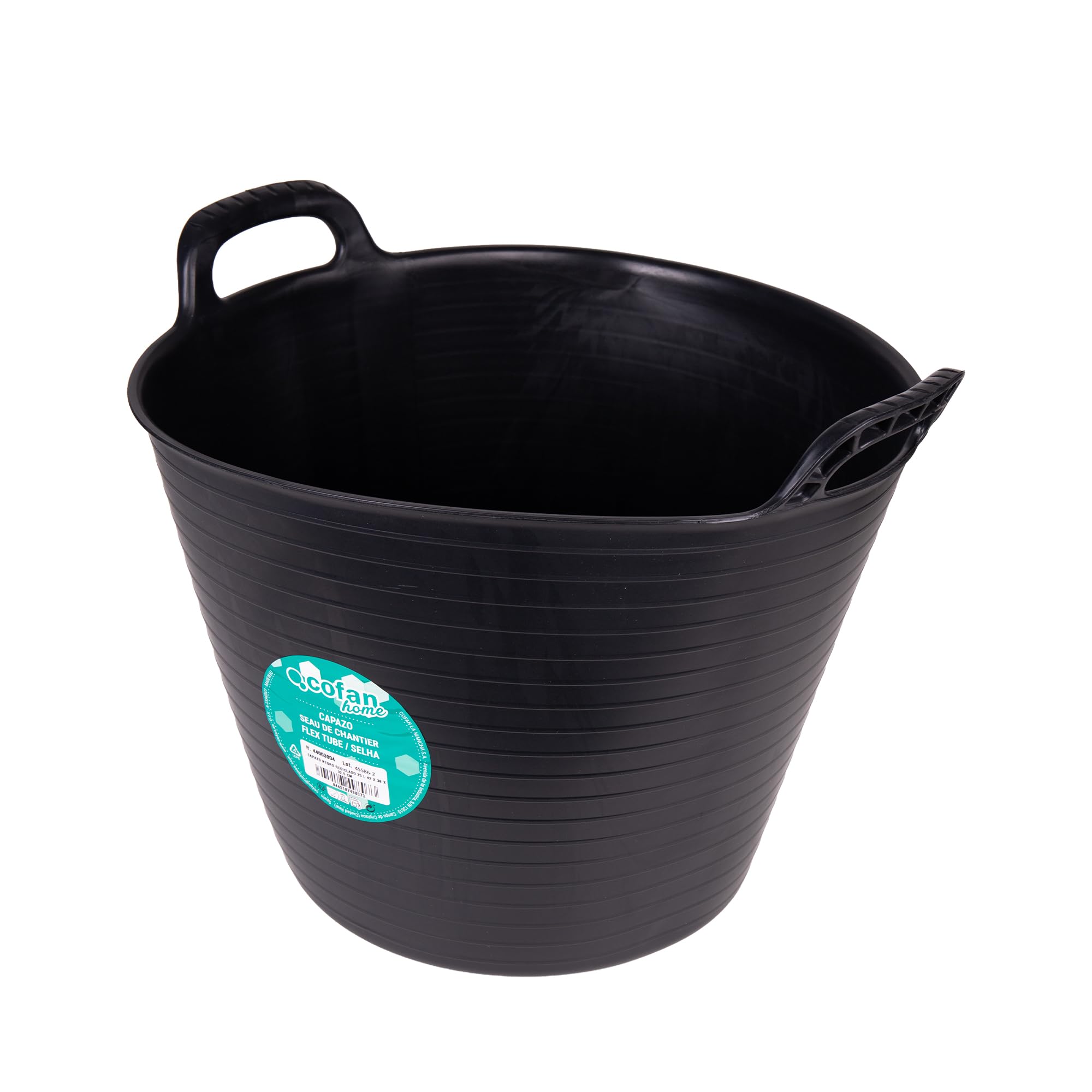 Cofan Pack de 12 Capazos Flexibles Reciclados 25 L Negro Obra Jardín Hogar