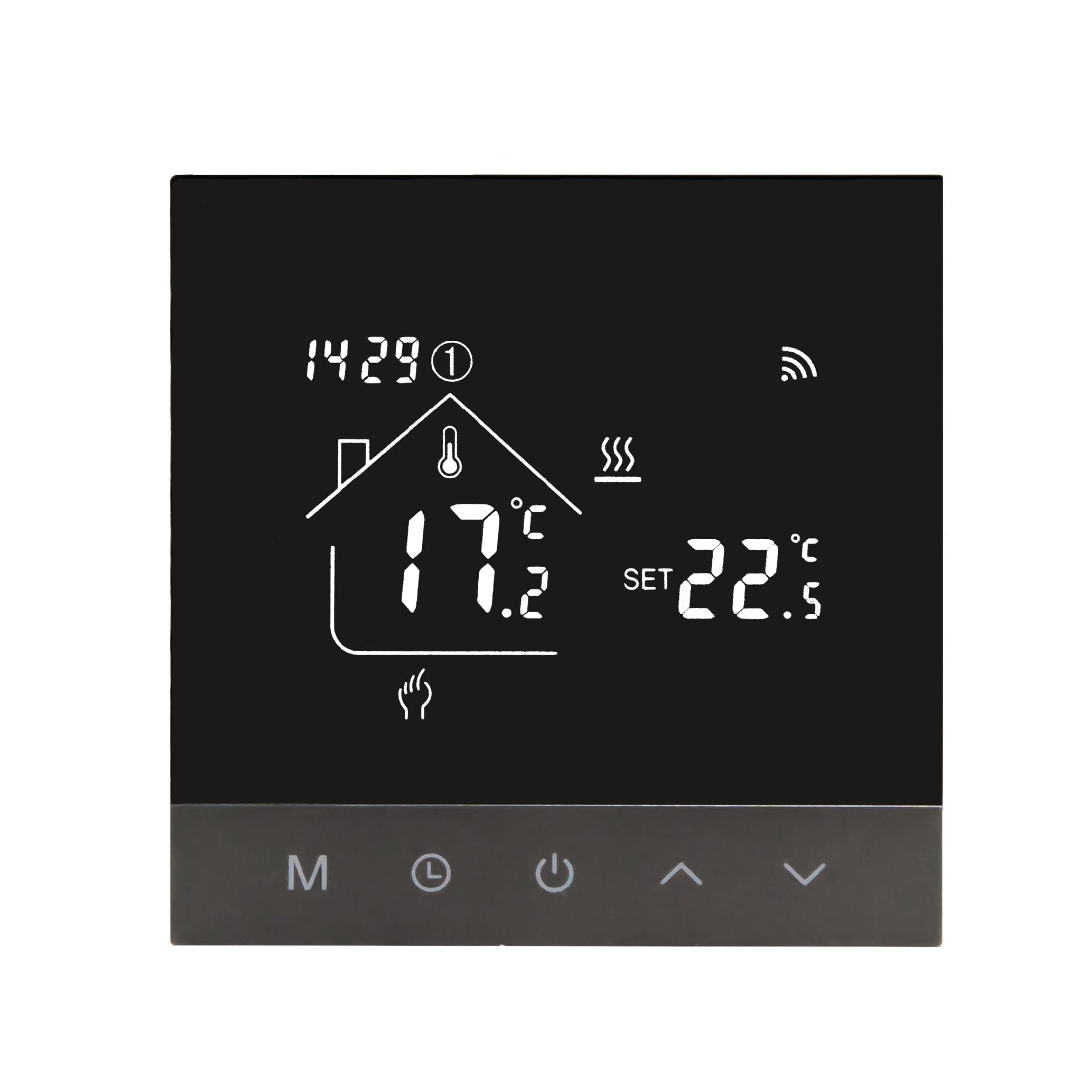 TH215 - Termostato WiFi con app Tuya Smart – per riscaldamento elettrico a pavimento, attuatori NC/NO, funzione di riscaldamento e raffreddamento, funzionamento touch, controllo vocale con Alexa e