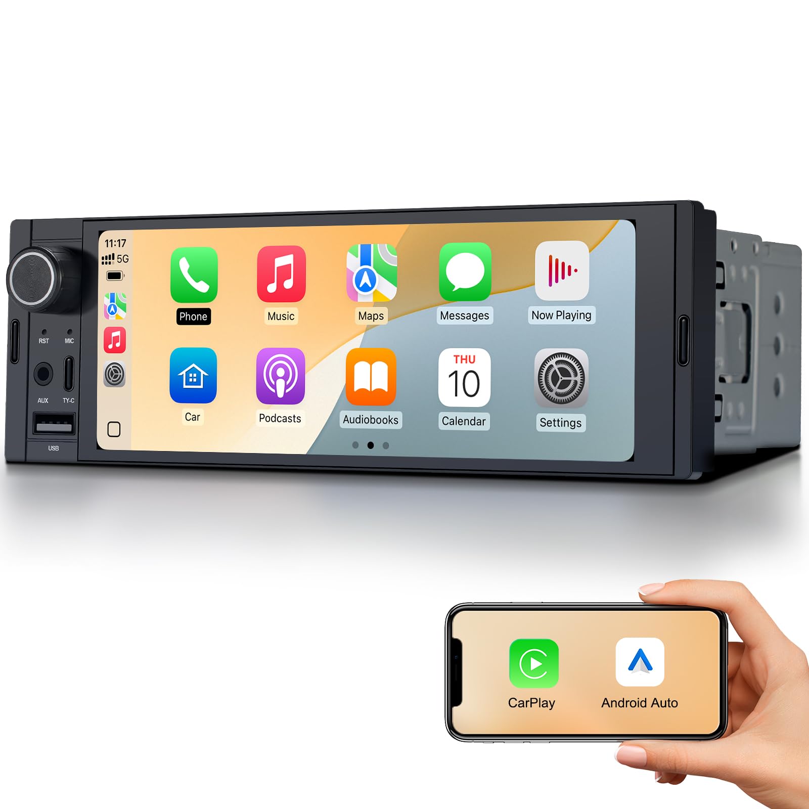 AINAVIGO 6.36 Inch Single Din Car Stereo