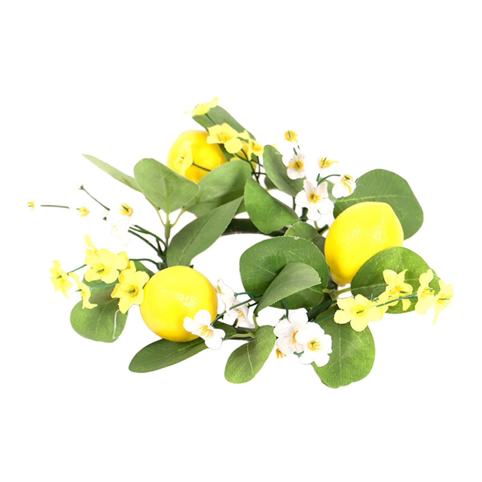 PIXZCSA Small Decorative Candle Rings Wreath Featuring Charming Lemons Creating Beautiful Centerpieces At Home Pillars Candle Holders Wreaths Small Door Decor