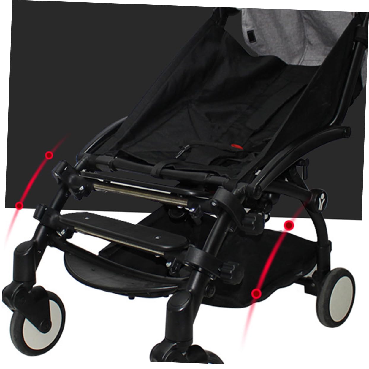 Marchepied D'extension de Poussette Réglable pour Bébé, Support Pieds | Plastique Noir, Surface Lisse, Retrait Facile, Usage Solide, pour Poussettes et Nacelles