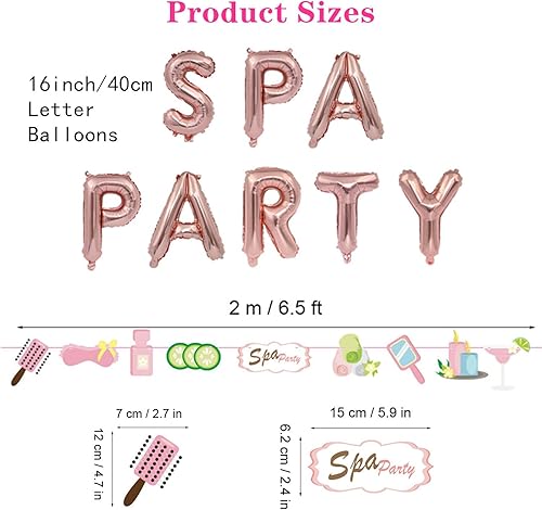 Miniatura 3 de 34 piezas de suministros de fiesta de spa, 25 piezas de accesorios de cabina de fotos de fiesta de spa con palos de 16 pulgadas, globos de aluminio