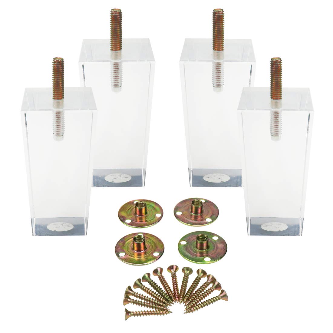 Antrader 4pcs 4 Inch Height Clear Acrylic Sofa Legs, Modern Pyramid Table Cabinet Cupboard Feet, Lucite Footstool Couch Bed End Furniture DIY Leg Sets