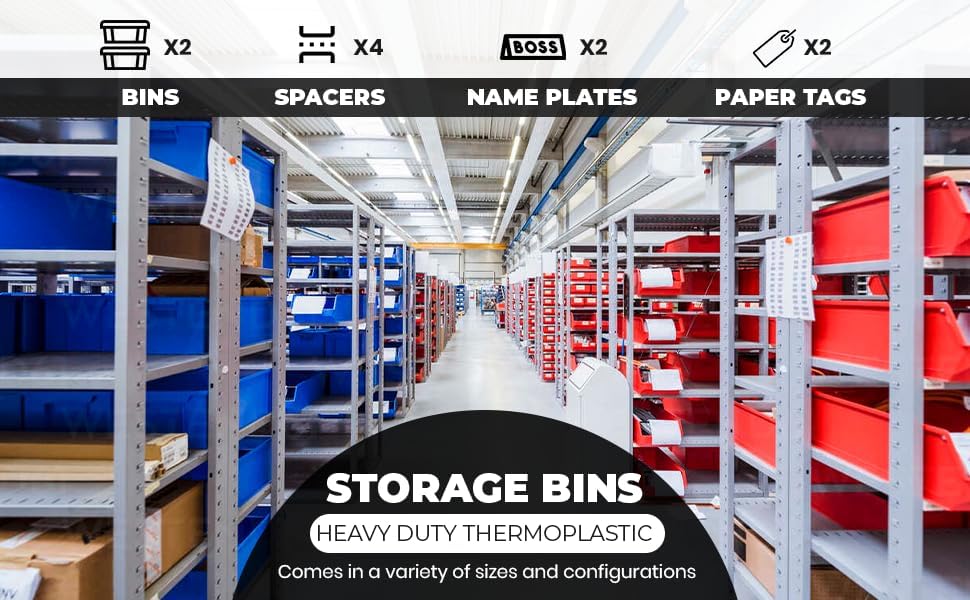 Miniatura 6 de DJC Supply Organizador de contenedores de almacenamiento termoplástico resistente, apilable, colgante, de conexión lateral (rojo (paquete de 2),