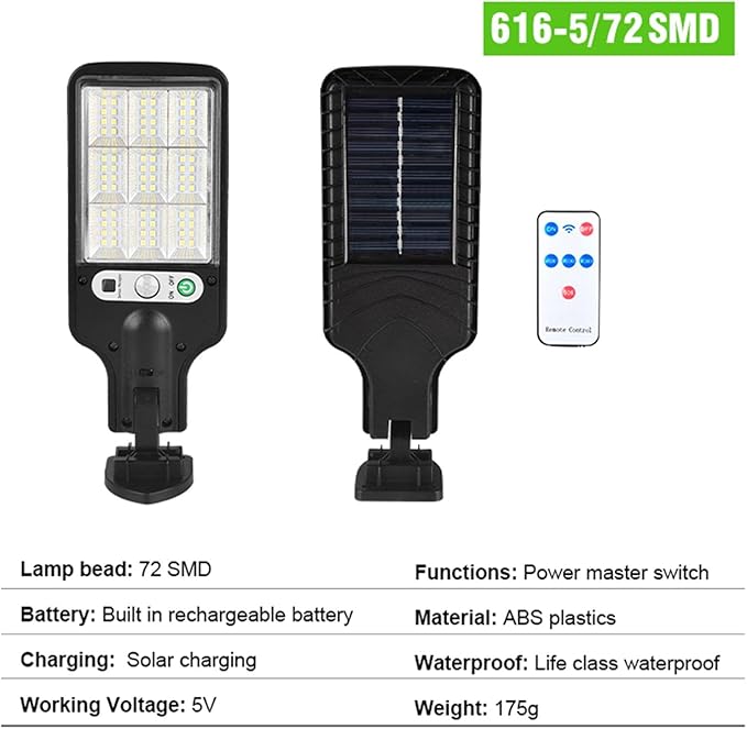 Jojomis jojomis Zonnestraatverlichting Bewegingssensor Wandlamp Lamp voor Tuin Dek Yard Veranda, 72 LED, 84x225mm photo 3