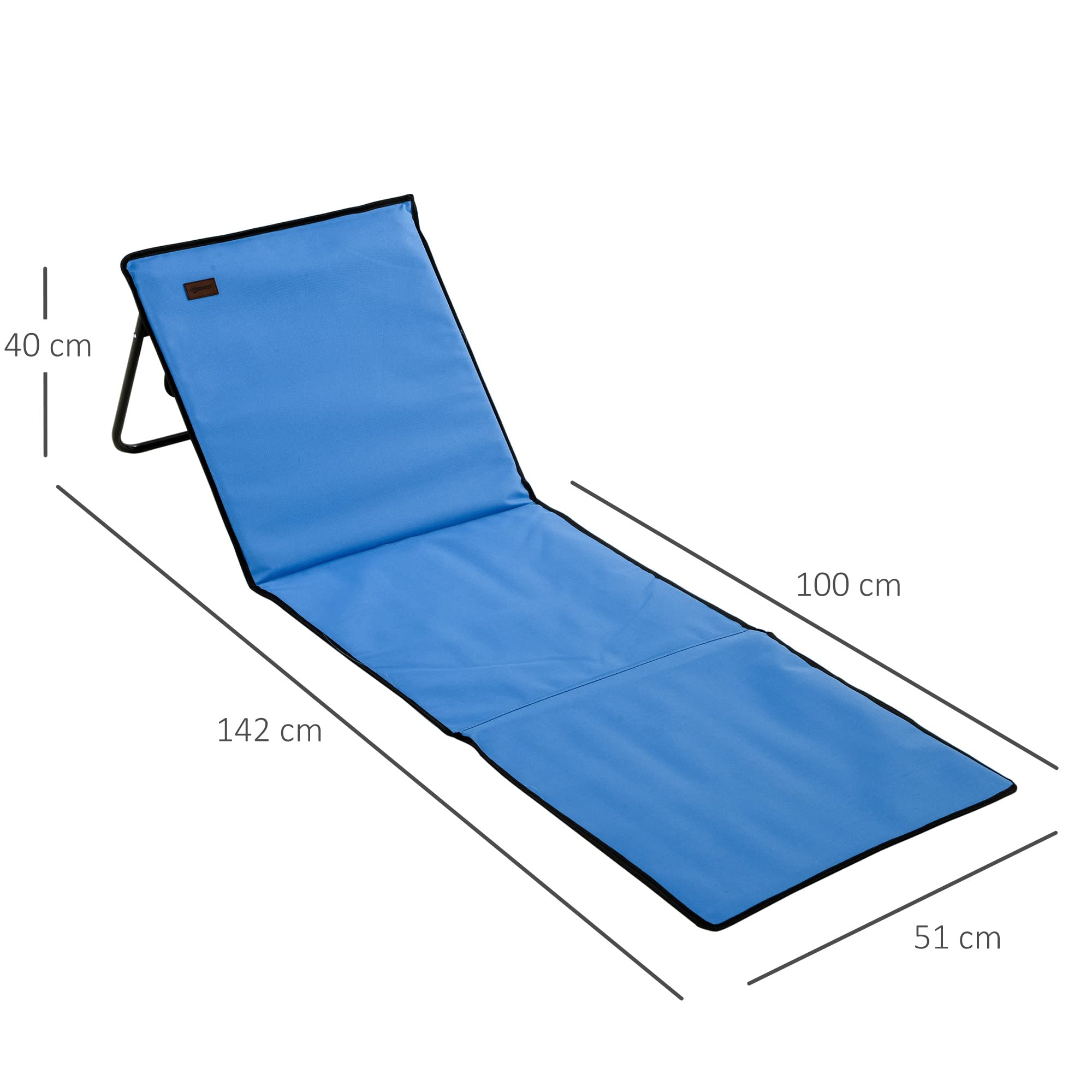 Outsunny 2er-Set gepolsterte Strandmatten mit neigbarer Rückenlehne, Oxford-Stahl blau, inkl. Tragetasche