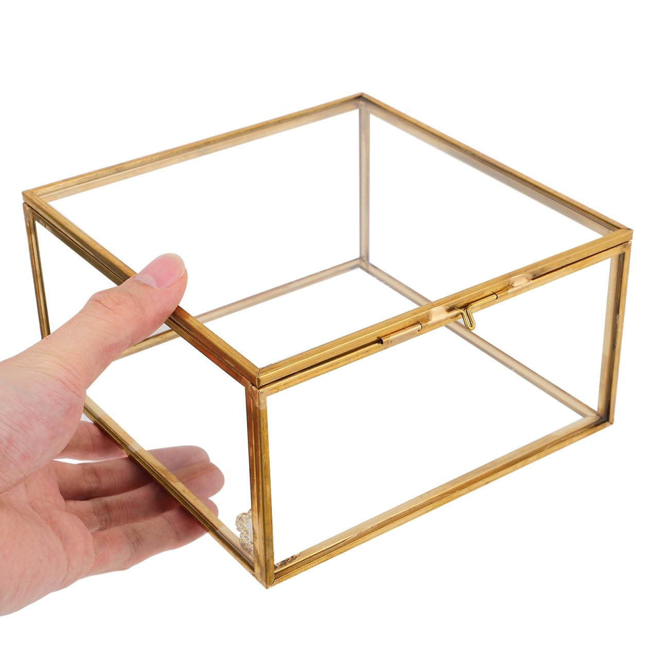 VALICLUD Boîte À Bijoux En Verre Transparente 5.91X5.91X3.07 Pouces Vitrine À Bijoux Avec Couvercle Pour Rangement Cosmétiques Accessoires Petite Boîte Décorative Multifonction