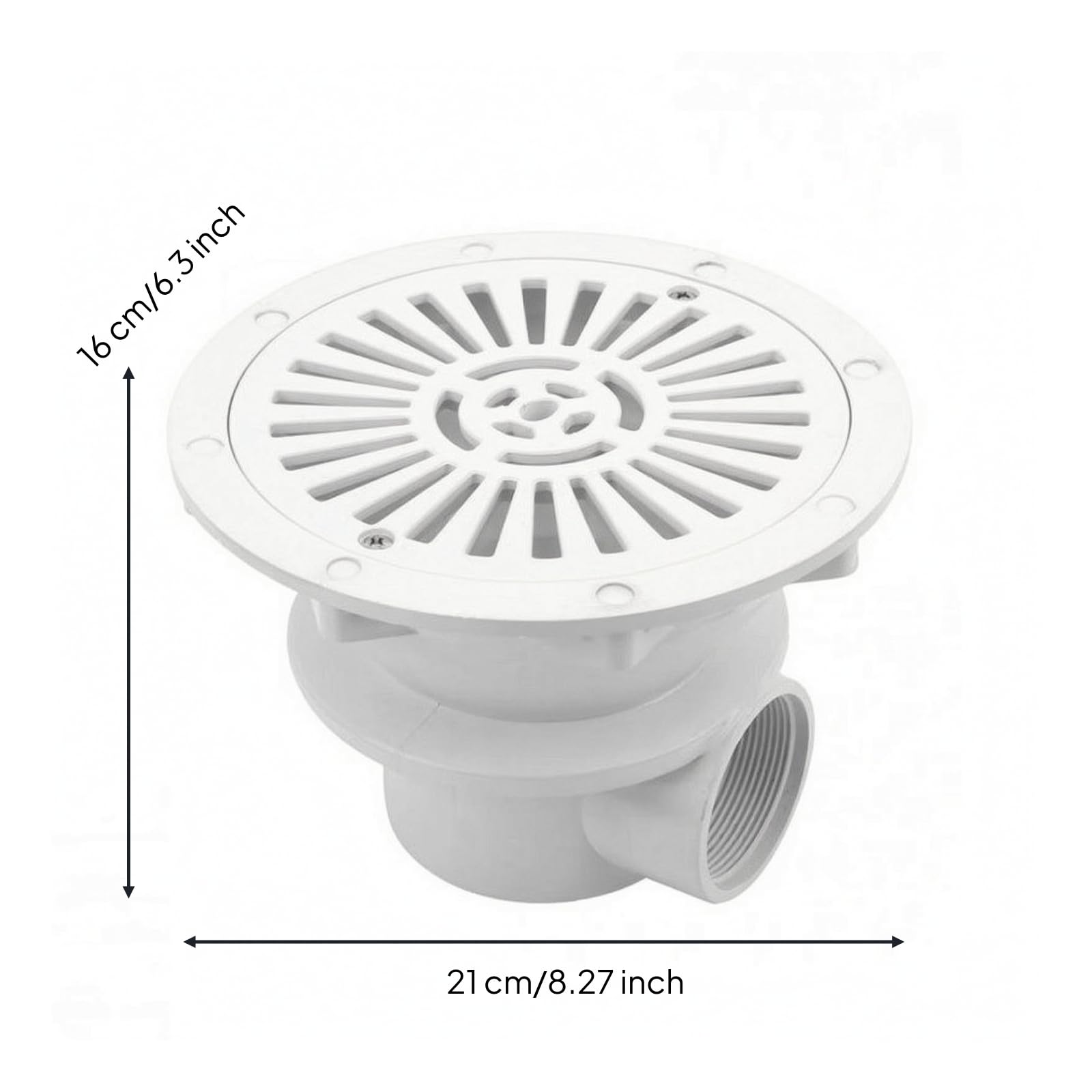 Conector Aspiración para Piscina | Ranurado, para Piscina Hormigón, Práctico, Conector Drenaje con Rejilla Antiobstrucción