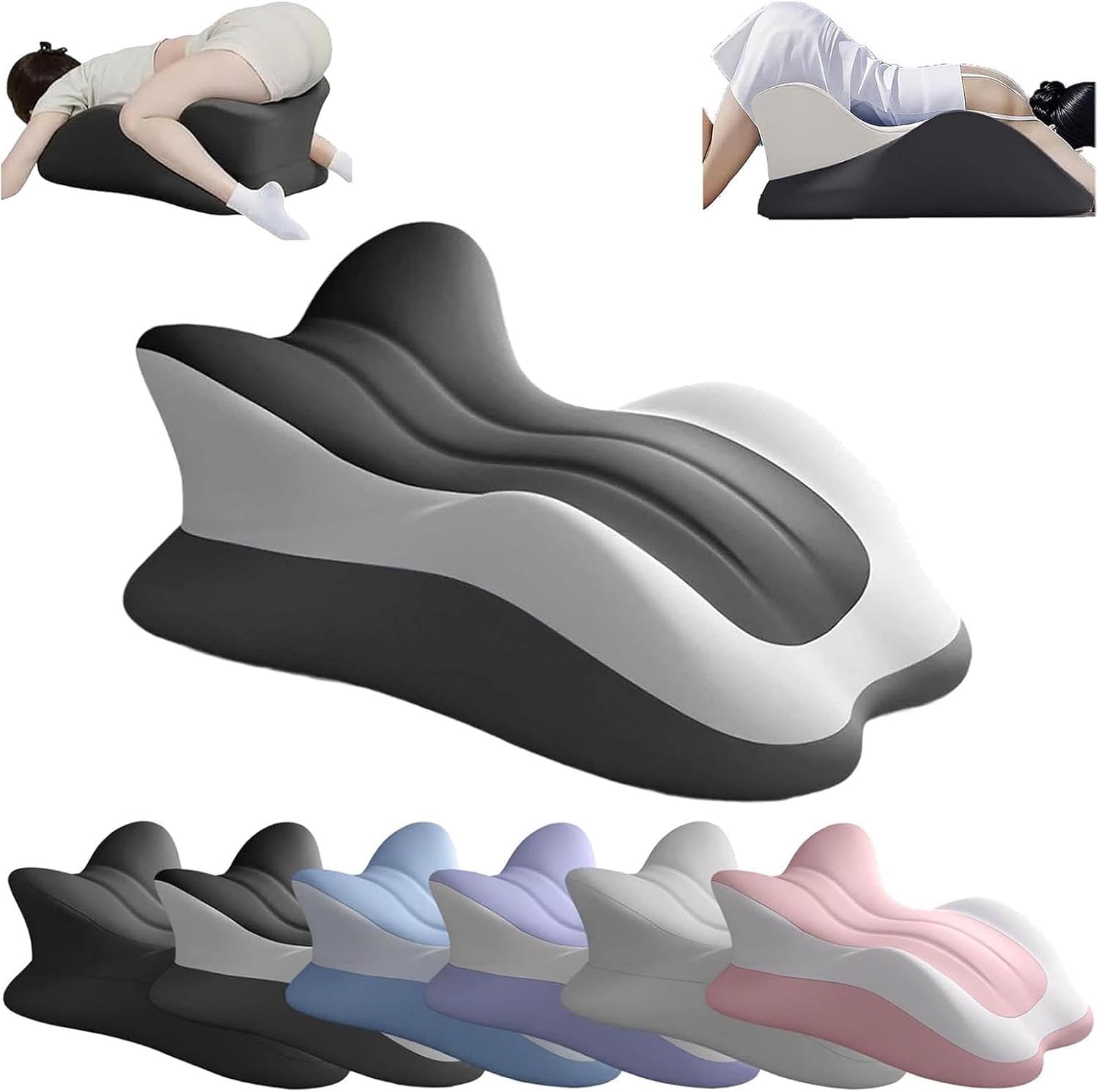 Couples Pillow,Memory Foam Ergonomic Multi-Functional Butt Cushion - Intimacy Couples Pillow - for Reading Sitting Massage Chair Couch Floor Travel Yoga Pregnancy Study Work (Double Gray)
