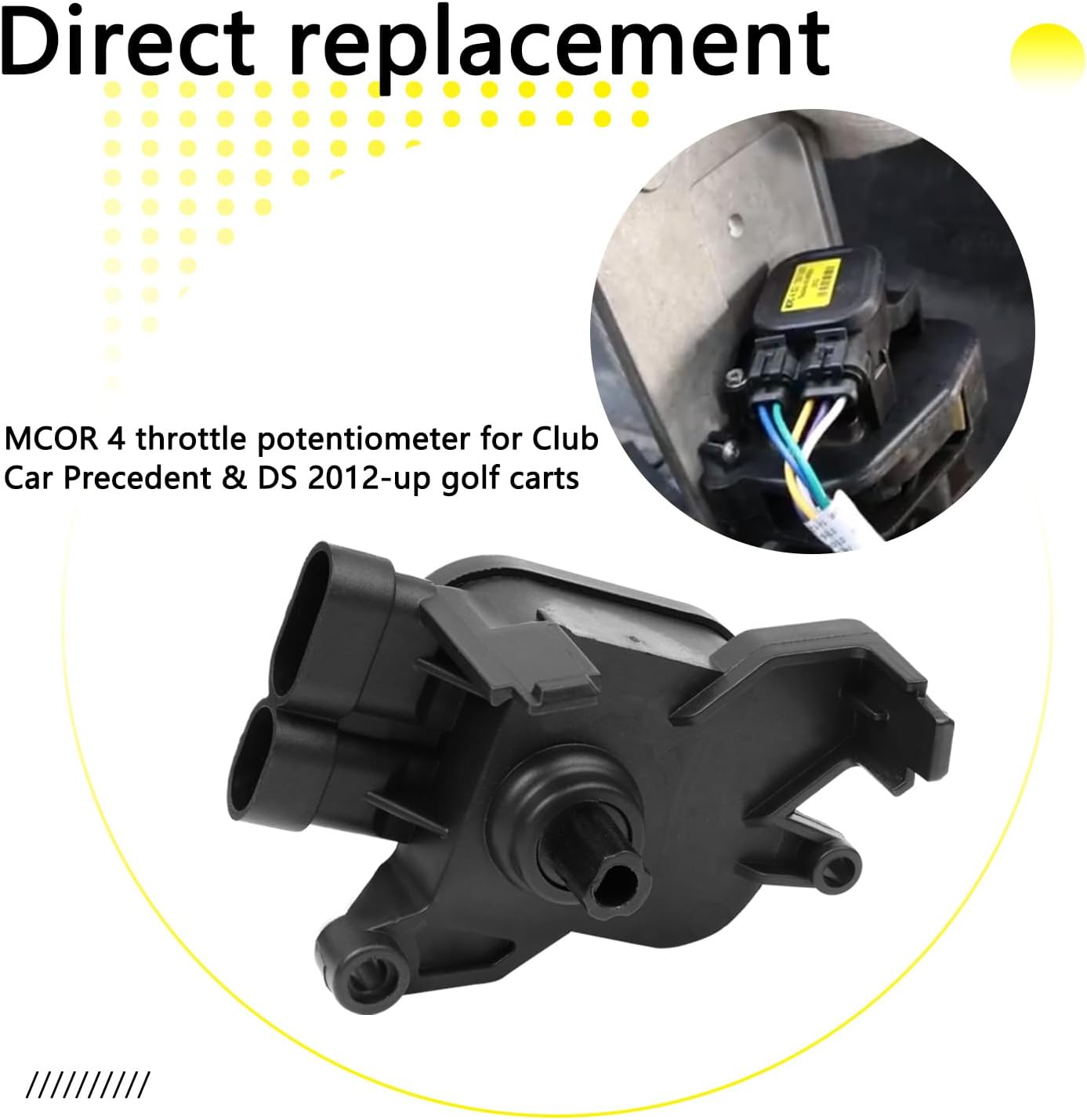 Golf Cart MCOR 4 Throttle Potentiometer Replacement for Club Car DS/Carryall & Precedent Conversion Throttle Potentiometer Replace# 105116301 103850401 AM293101