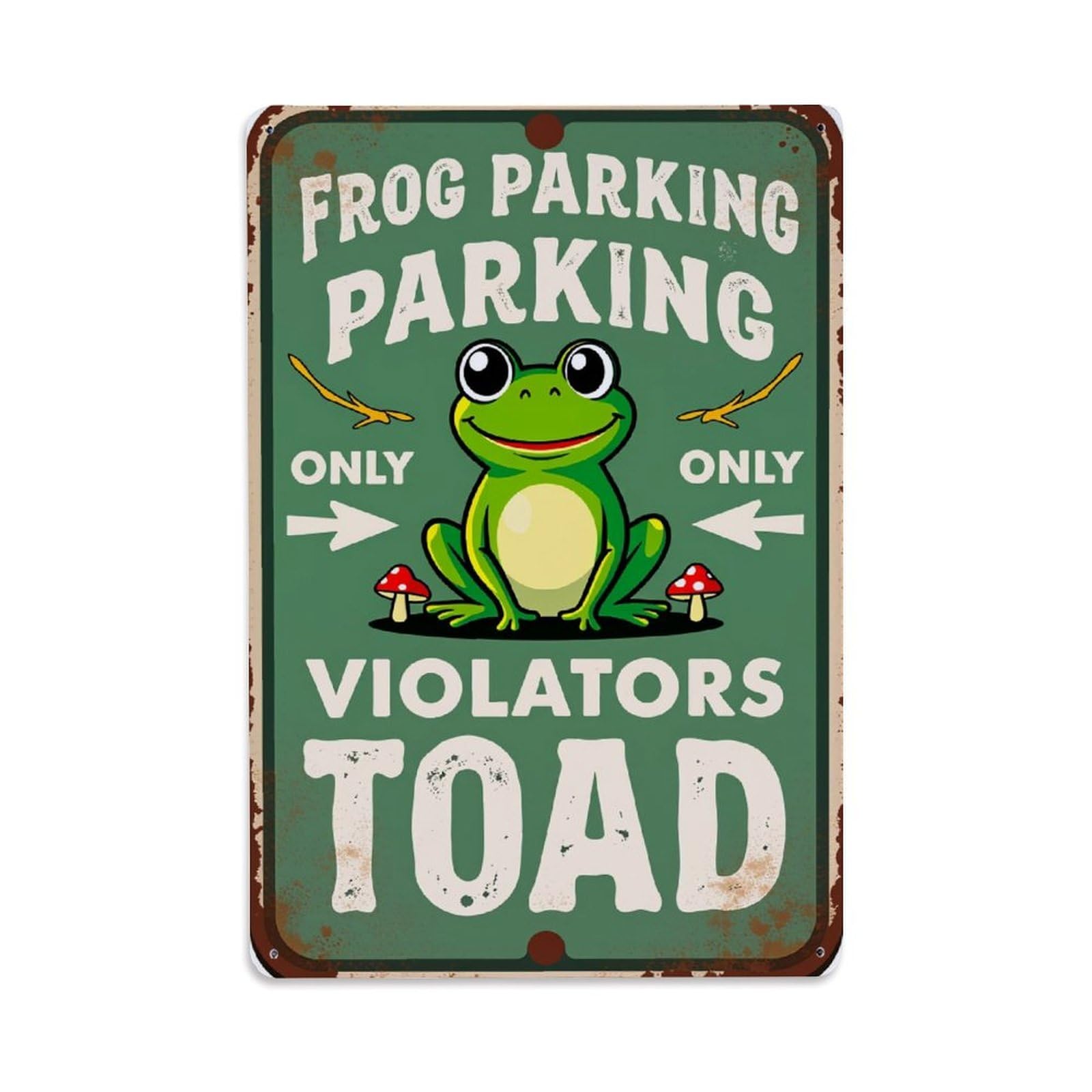Enderetf Vintage Frog Parking Only Violators Toad Tin Sign Metal Poster, Home Bar Garage Man Cave Cafe Indoor & Outdoor Wall Decoration 8X12inches