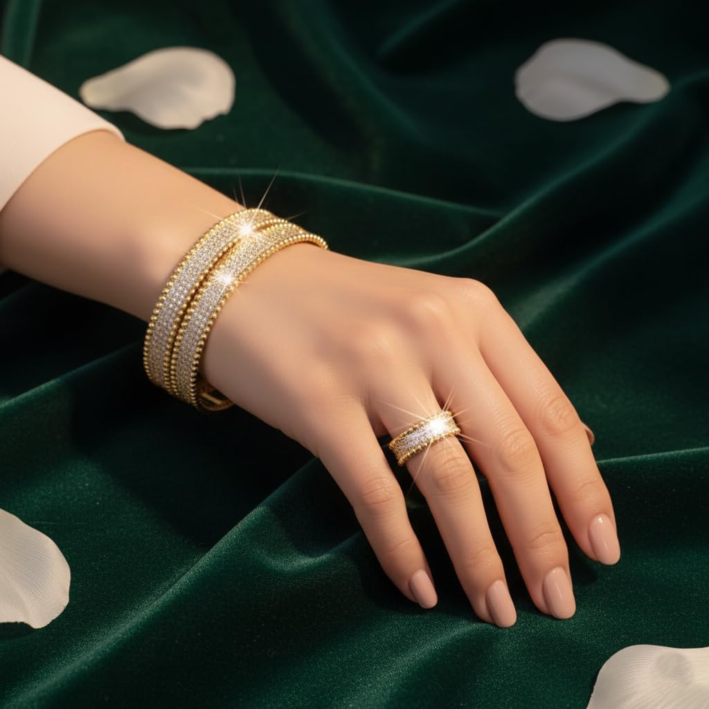 14K Bangle Bracelet with Sparkling Cubic Zirconia – Elegant Single Bangle for Women - Image 9