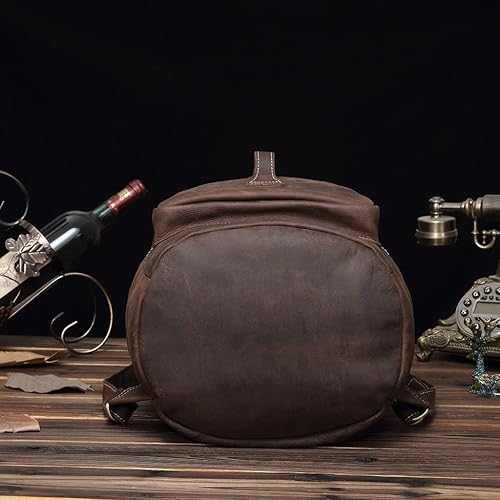 Miniatura 7 de Mochilas retro para laptop, mochilas clásicas de cuero vintage de 15.6 pulgadas, mochilas de cuero para laptop de gran capacidad, mochila de viaje