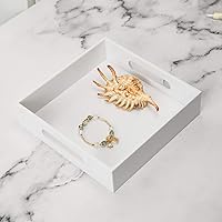 Vista 46 de Bandeja de servir de acrílico blanco brillante con asas resistentes - 10x15 pulgadas - Bandeja para servir café, aperitivos, desayuno, mayordomo