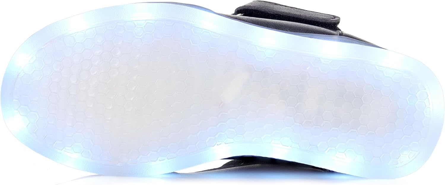 APTESOL Kids LED Light Up Shoes with Adjustable Hook & Loop - Rechargeable High Top Flashing Sparkly Luminous Glowing Sneakers, Cool Adorable Light-Up Tenis for Boys Girls - Image 7