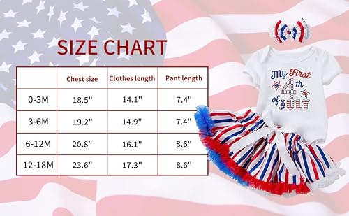 Dakeik 4Th Of July Baby Girl Outfits 3-6 Months Infant My First 4Th Of July Baby Girl Outfit Romper+American Flag Tutu Skirt +Hairband Patriotic Memorial Day 3Pcs Set Clothes #TOP6