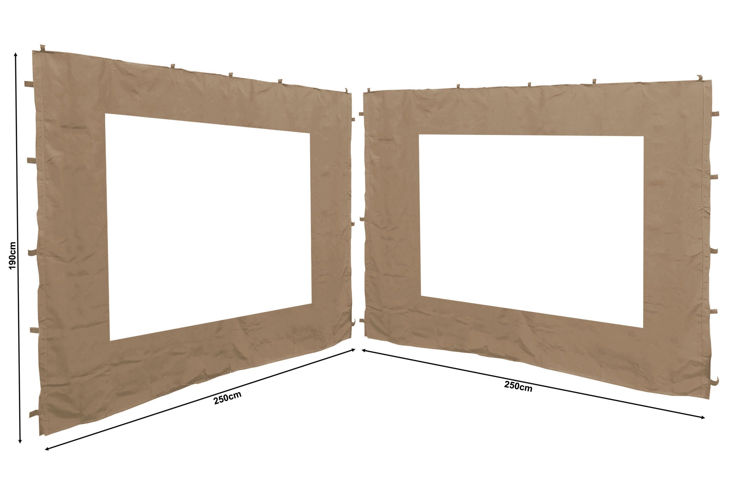 QUICK STAR 2 pareti Laterali per Gazebo da Giardino, Anticato, 3 x 3 m, Parete Laterale, Beige
