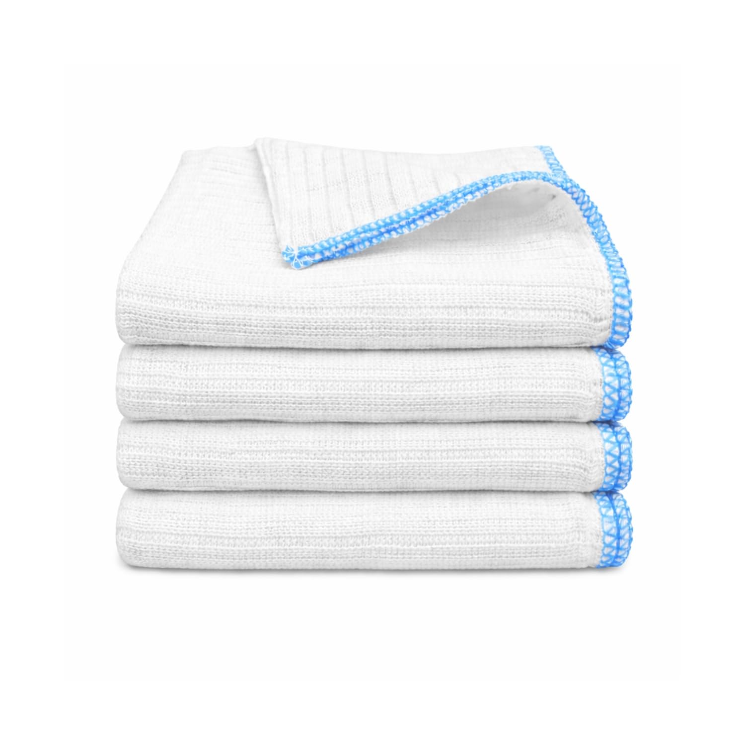 Homeshopa.com White Homeshopa Ribbed Dish Cloths 35 X 35Cm, 4 Pack Super Absorbent Cotton Rich Kitchen Cleaning Cloths, Soft & Thick Reusable Washing Up Cloths For Dishes, Counters & Surfaces, Dishcloths