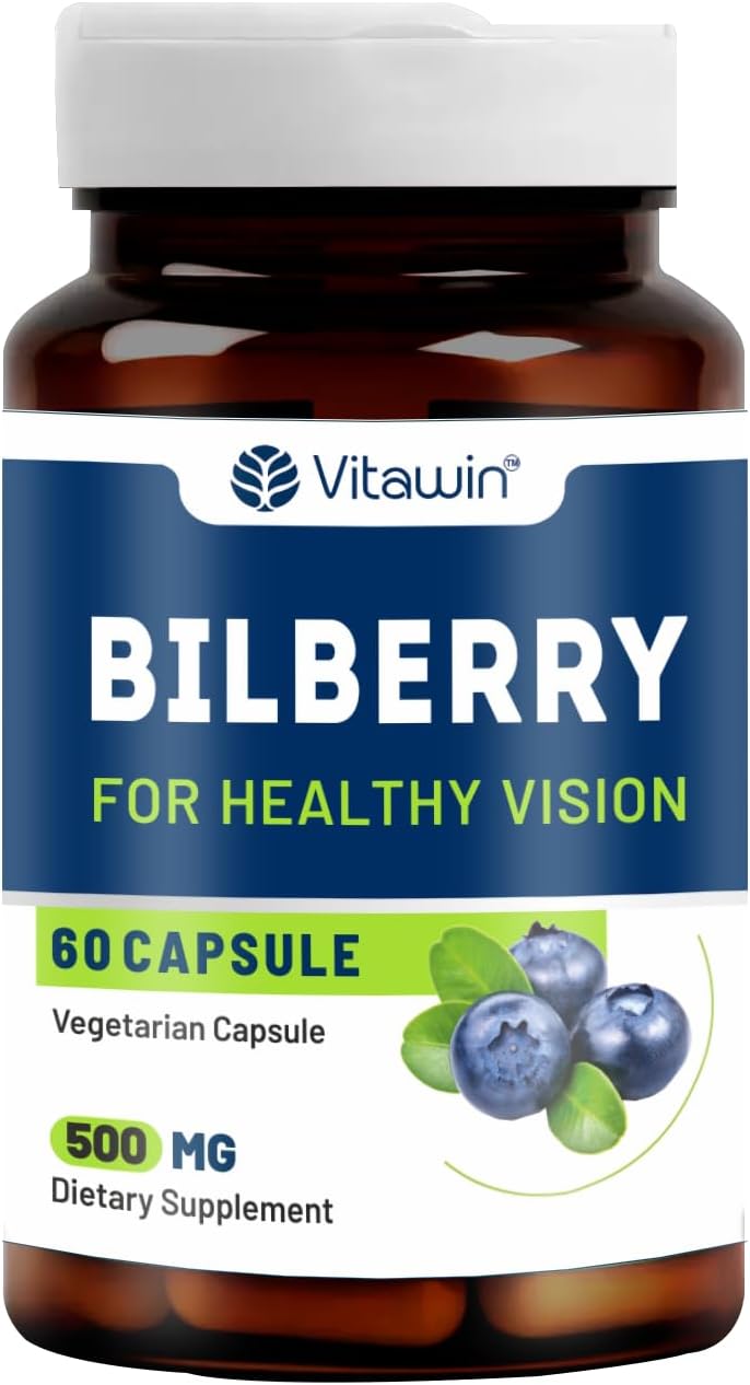 Bilberry for Healthy Vision and Eye Care, Ultimate Health and Nutrition Supplements, 500 mg, 60 - Veg Capsules