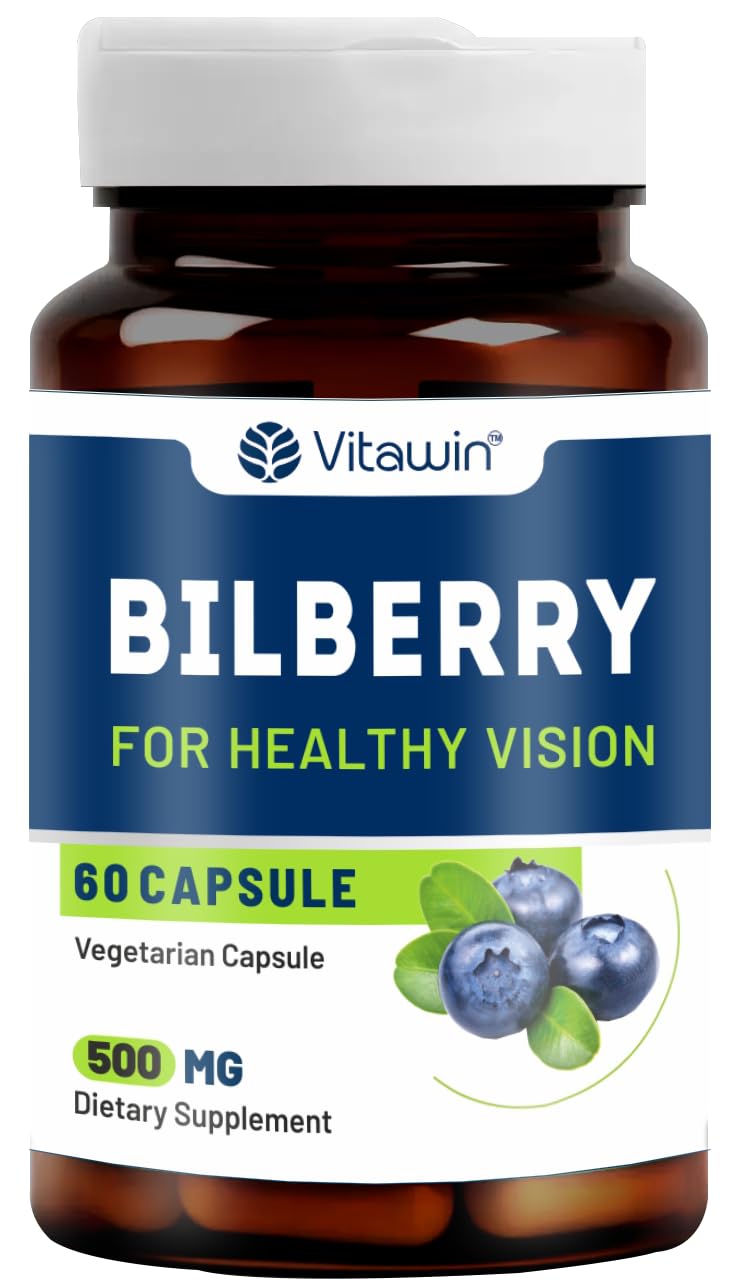 Bilberry for Healthy Vision and Eye Care, Ultimate Health and Nutrition Supplements, 500 mg, 60 - Veg Capsules