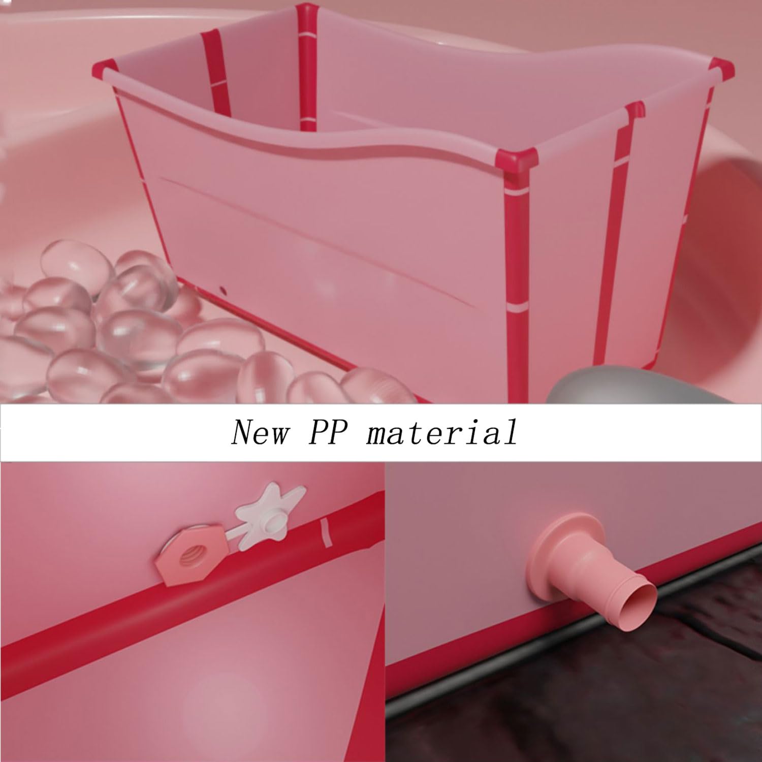 Vrijstaande Opvouwbare Badkuip, Opvouwbare Badkuip, Mobiele Waterbak, Sauna Voor Volwassenen, Rechthoekige Emmer, Duurzaam, Gemakkelijk Op Te Bergen( Color:Roze