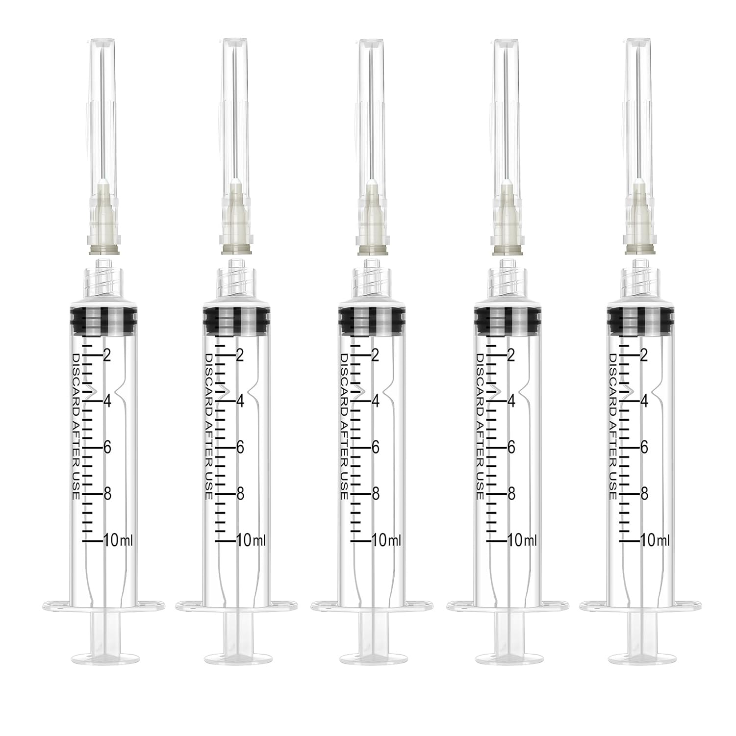 5 Pack 10ml Plastic Syringe with Needle, Syringe for Liquid, Oral, Scientific Labs, Measurement, Dispensing, Feeding Pets, Oil or Glue Applicator, Individually Wrapped (10 ML)