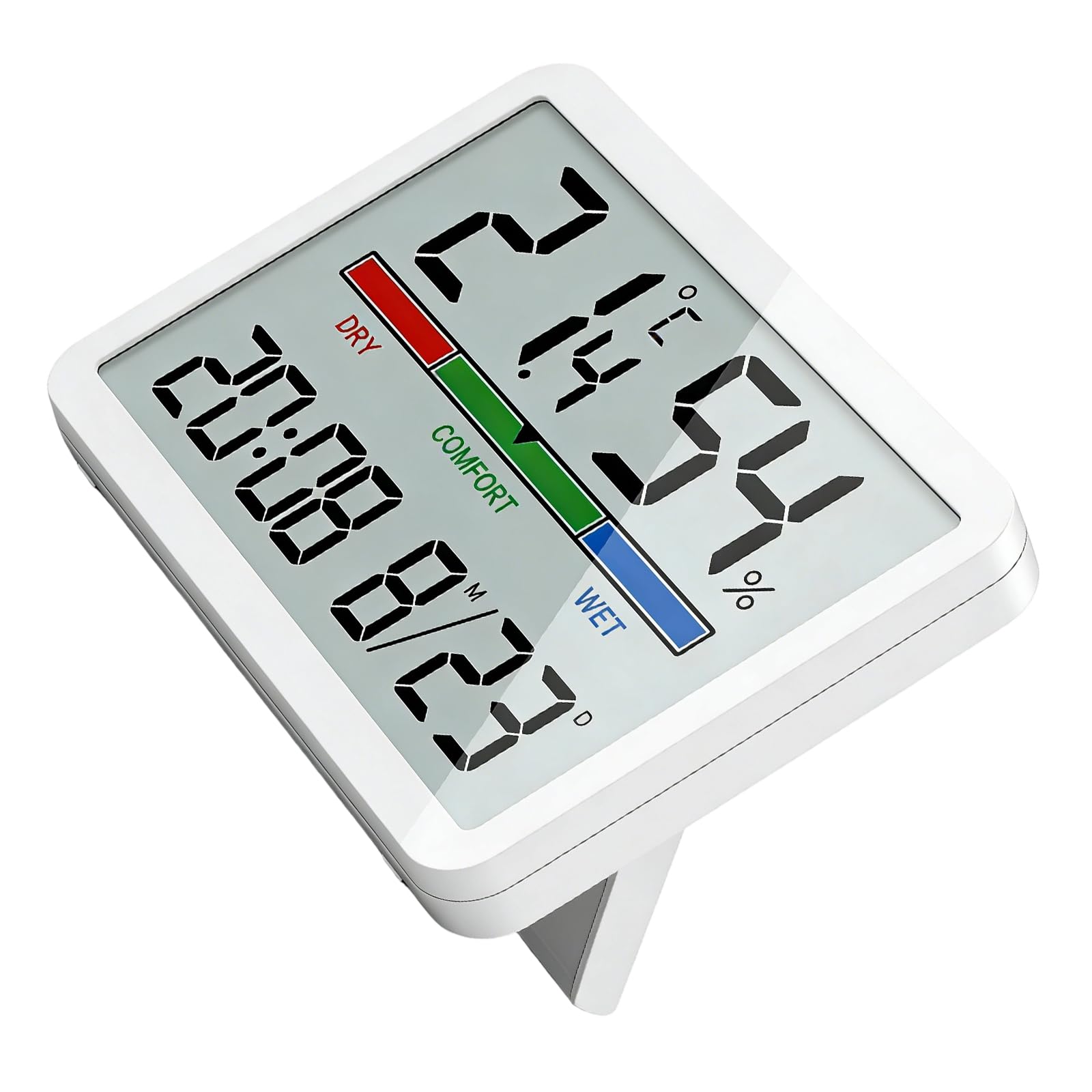 Buxuaaaa Of 2 Flexible Placement Electronic Clock Thermometers Hygrometer Featuring Stand Back Wall Mount Option for Installation Hygro
