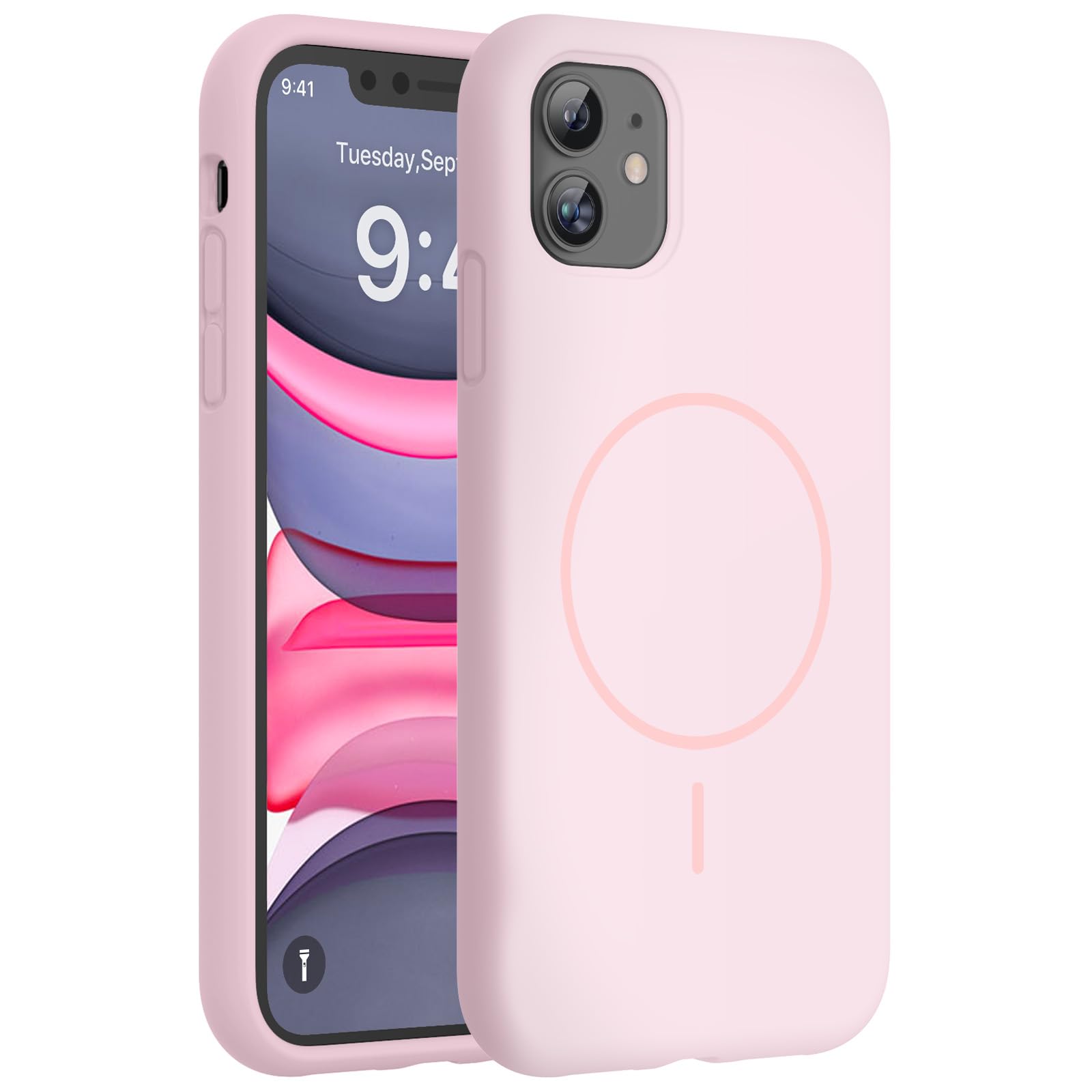 Miracase Silicone &amp; Magnetic for iPhone 11 Phone Case, Sand Pink