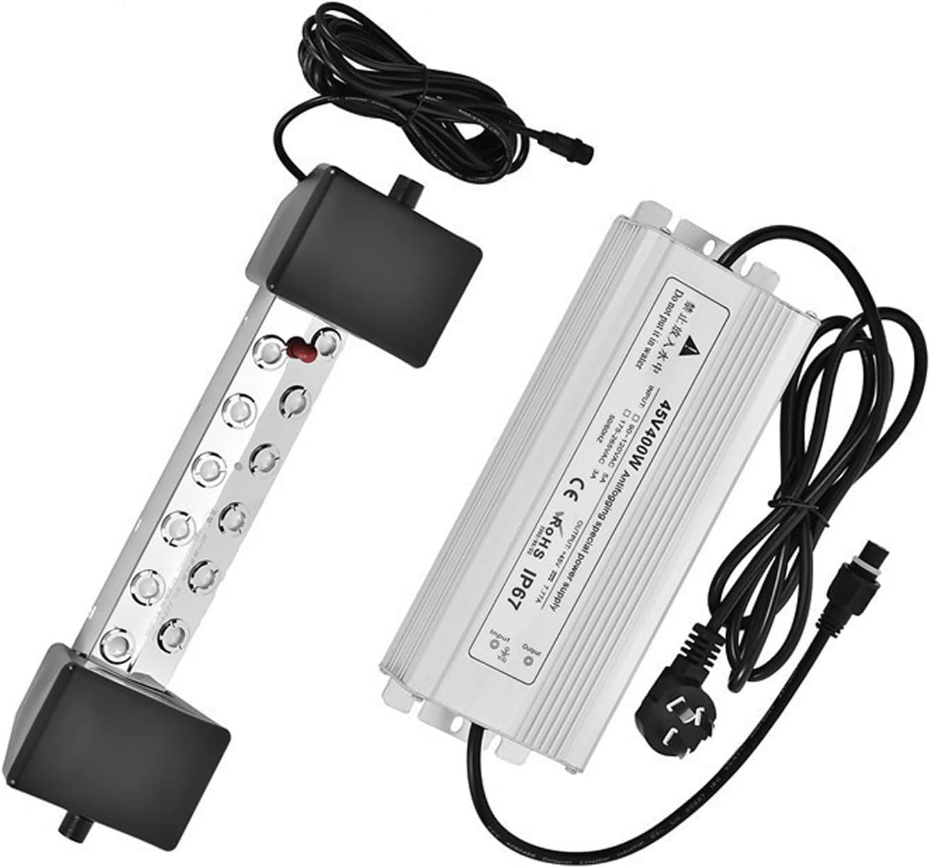 12 Head Air Humidifier with Waterproof Power Supply Fogger Ultrasonic Mist Maker DC 45V Fountain Pond Atomizer Greenhouse Hydroponics (Color : 12 Head)